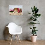 Puppy in the Flowers Framed Print