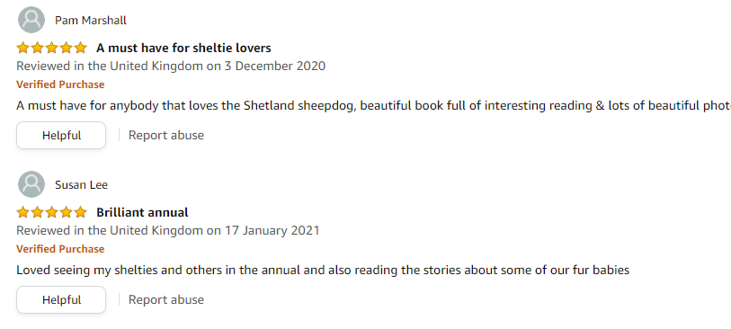 Sheltie Annual 2021 Testimonials